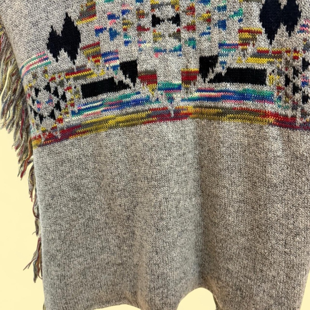 Selfie Couture Colorful Fringed Poncho Sweater - Picture 4 of 10
